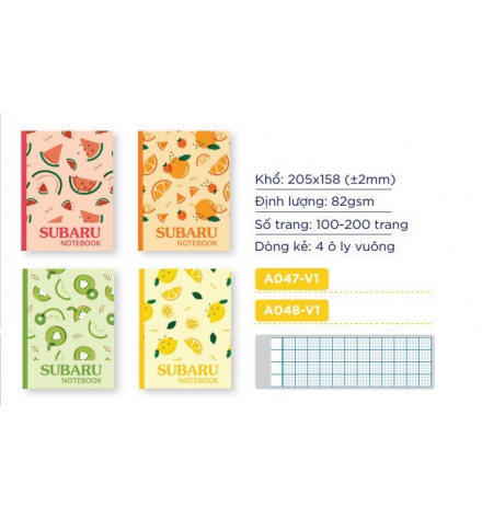 Tập Subaru Fruit- 4 ô ly vuông 