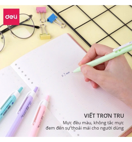 Bút bi Deli đầu bấm XTREAM 0.7mm Xanh Q03336