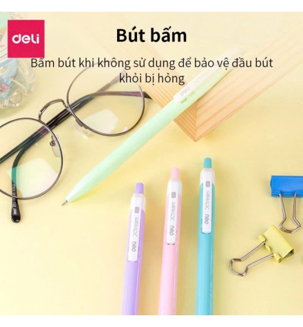 Bút bi Deli đầu bấm XTREAM 0.7mm Xanh Q03336