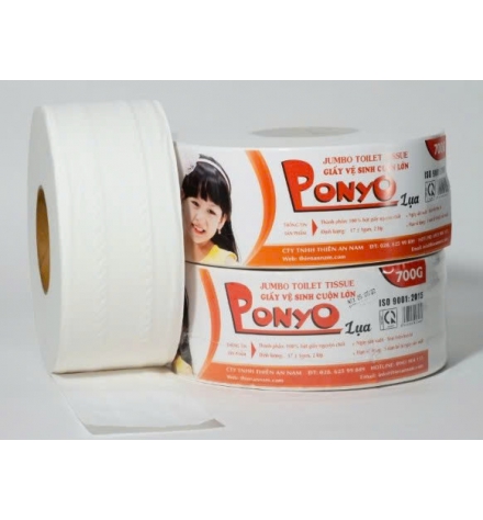 Giấy Vệ Sinh PONYO Cuộn Lớn 2 Lớp 700g Vân Lụa/Caro