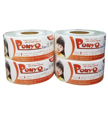 Giấy Vệ Sinh PONYO Cuộn Lớn 2 Lớp 700g Vân Lụa/Caro