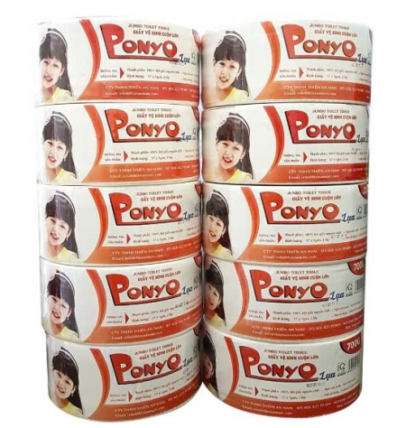 Giấy Vệ Sinh PONYO Cuộn Lớn 2 Lớp 700g Vân Lụa/Caro