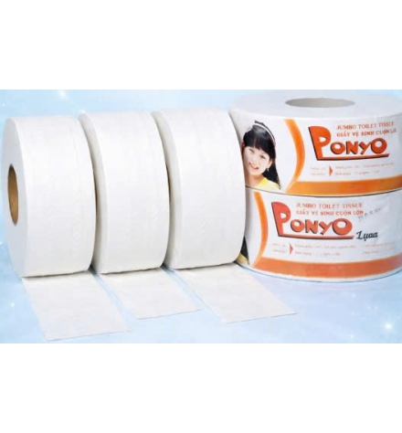Giấy Vệ Sinh PONYO Cuộn Lớn 2 Lớp 700g Vân Lụa/Caro
