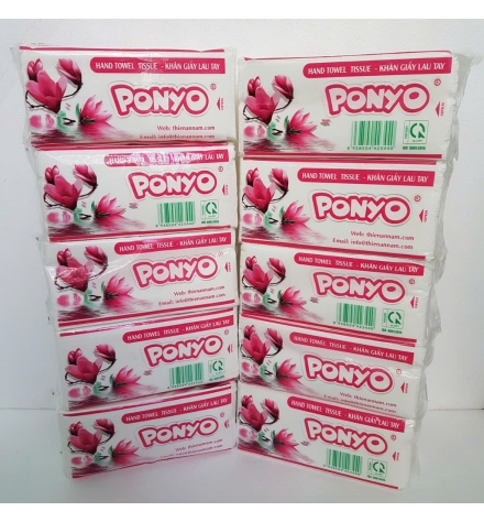 Khăn Giấy PONYO Lau Tay 2 Lớp Gói 100 Tờ 