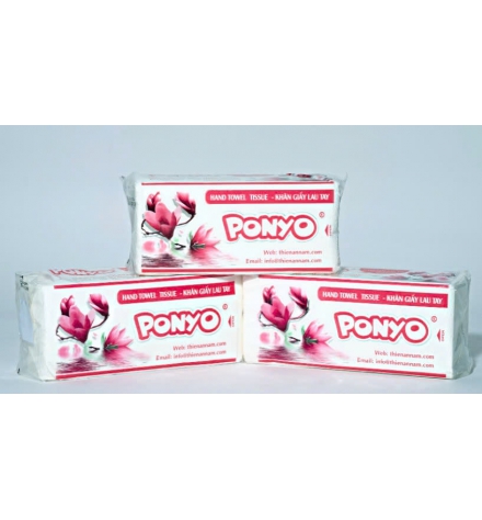 Khăn Giấy PONYO Lau Tay 2 Lớp Gói 100 Tờ 