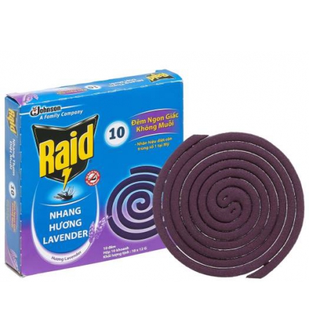 Nhang muỗi Raid hương Lavender (10 khoanh)