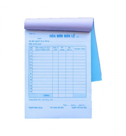 Quyển hóa đơn bán lẻ 1 liên 