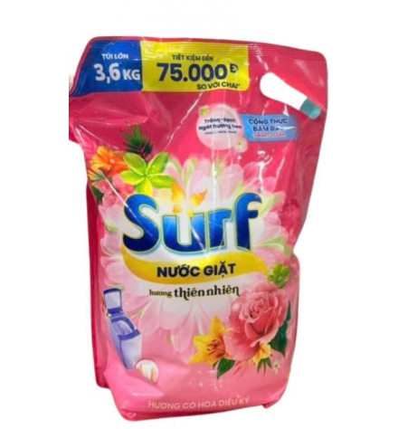 Nước giặt Surf chuyên dụng 3.6KG hương nước xả vải đậm đặc 