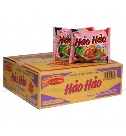 Thùng Mì Ăn Liền Hảo Hảo Vị Tôm Chua Cay 30 Gói x 75G
