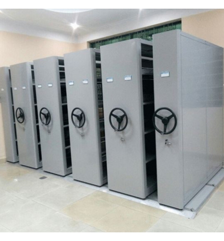 Tủ hồ sơ di động điều khiển chuyển động bằng cơ cấu ray và bánh xe