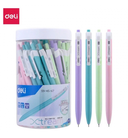 Bút bi Deli đầu bấm XTREAM 0.7mm Xanh Q03336