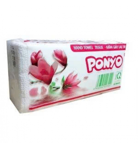 Khăn Giấy PONYO Lau Tay 2 Lớp Gói 100 Tờ 