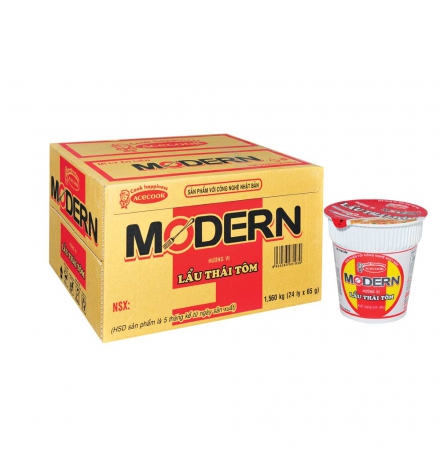 Mì ly Modern lẩu thái tôm thùng 24 ly x 65g